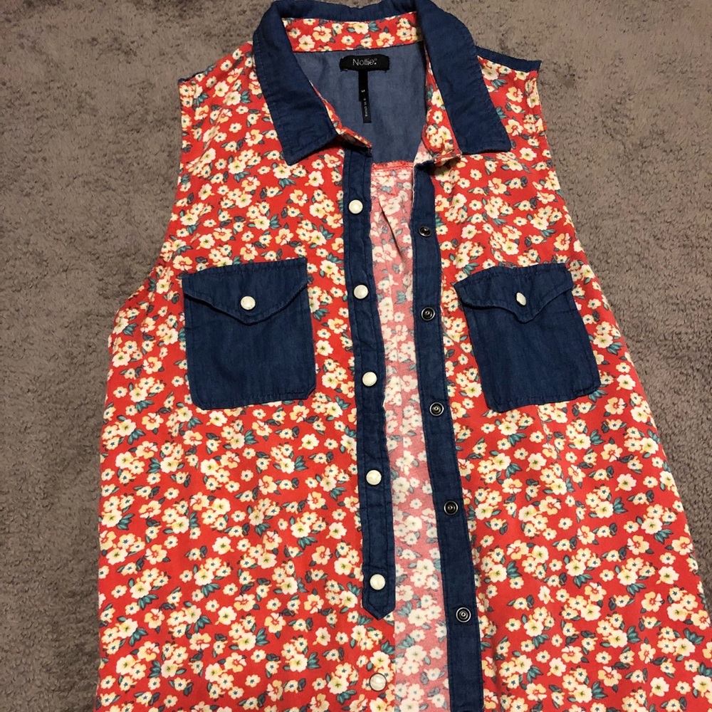 Floral print Nollie butt up tank top size Medium